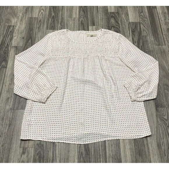 LOFT Round Neck Keyhole Back Pink Floral Pullover Blouse Top Womens Size Medium - Picture 3 of 9